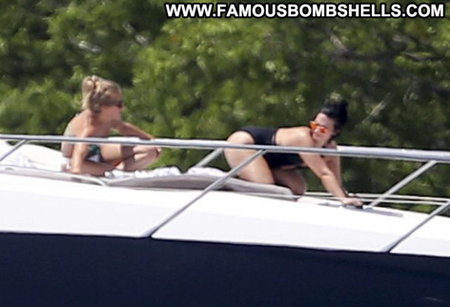 Demi Lovato Celebrity Paparazzi Babe Swimsuit Beautiful Black Yacht