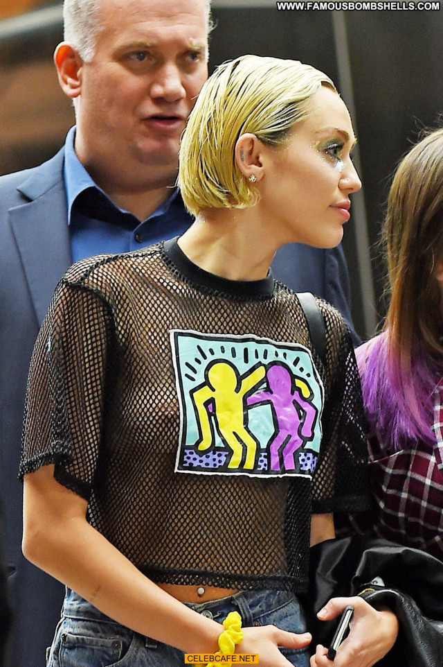 Miley Cyrus No Source Posing Hot See Through Babe Shorts Shirt