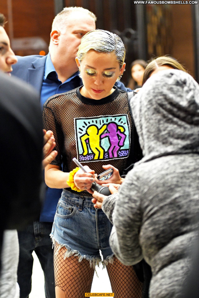 Miley Cyrus No Source  Shirt Celebrity Beautiful Shorts See Through
