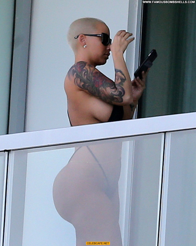 Amber Rose No Source Posing Hot Beautiful Big Ass Balcony Hotel Side