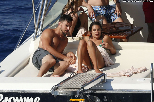 Lea Michele No Source  Italy Posing Hot Beautiful Boat Babe Bikini