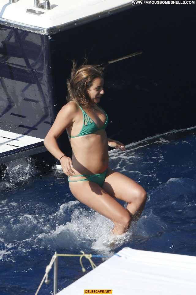 Lea Michele Babe Boat Celebrity Posing Hot Italy Bikini Nipple Slip