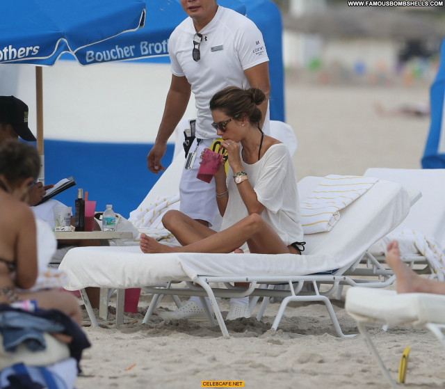 Alessandra Ambrosio Miami Beach Posing Hot Celebrity Beautiful Beach