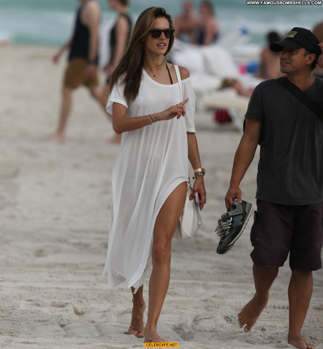 Alessandra Ambrosio Miami Beach Posing Hot Celebrity Beach Babe