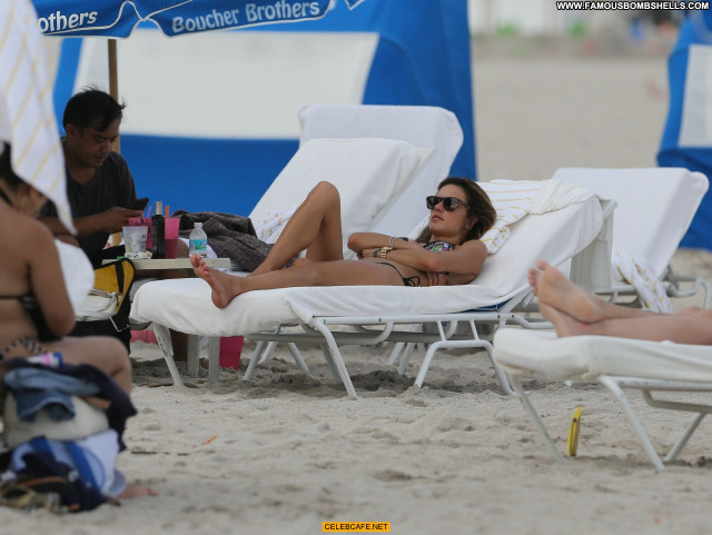 Alessandra Ambrosio Miami Beach Celebrity Beautiful Babe Beach Posing