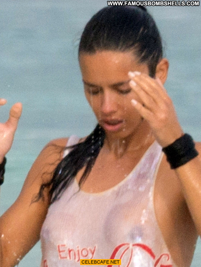 Adriana Lima No Source See Through Wet Celebrity Photoshoot Posing