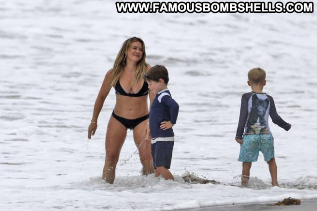 Hilary Duff No Source Beautiful Malibu Bikini Celebrity Beach Posing