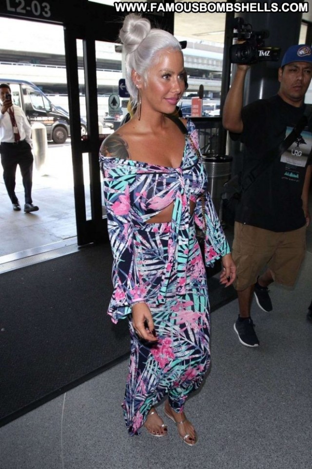 Amber Rose Lax Airport Babe Paparazzi Posing Hot Lax Airport